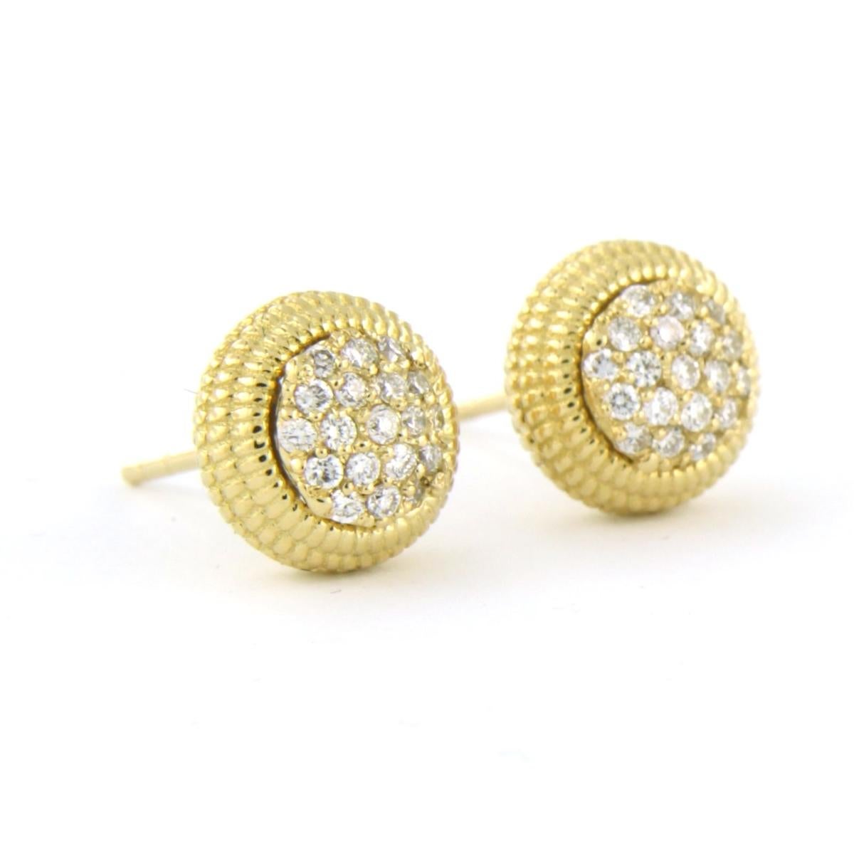 Taille brillant Boucles d'oreilles avec diamants taille brillant jusqu'à 0,42ct Or jaune 18k 4,9 grammes en vente