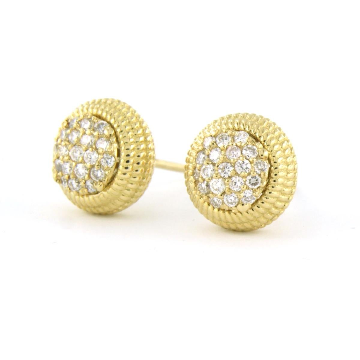 Boucles d'oreilles avec diamants taille brillant jusqu'à 0,42ct Or jaune 18k 4,9 grammes Neuf - En vente à The Hague, ZH