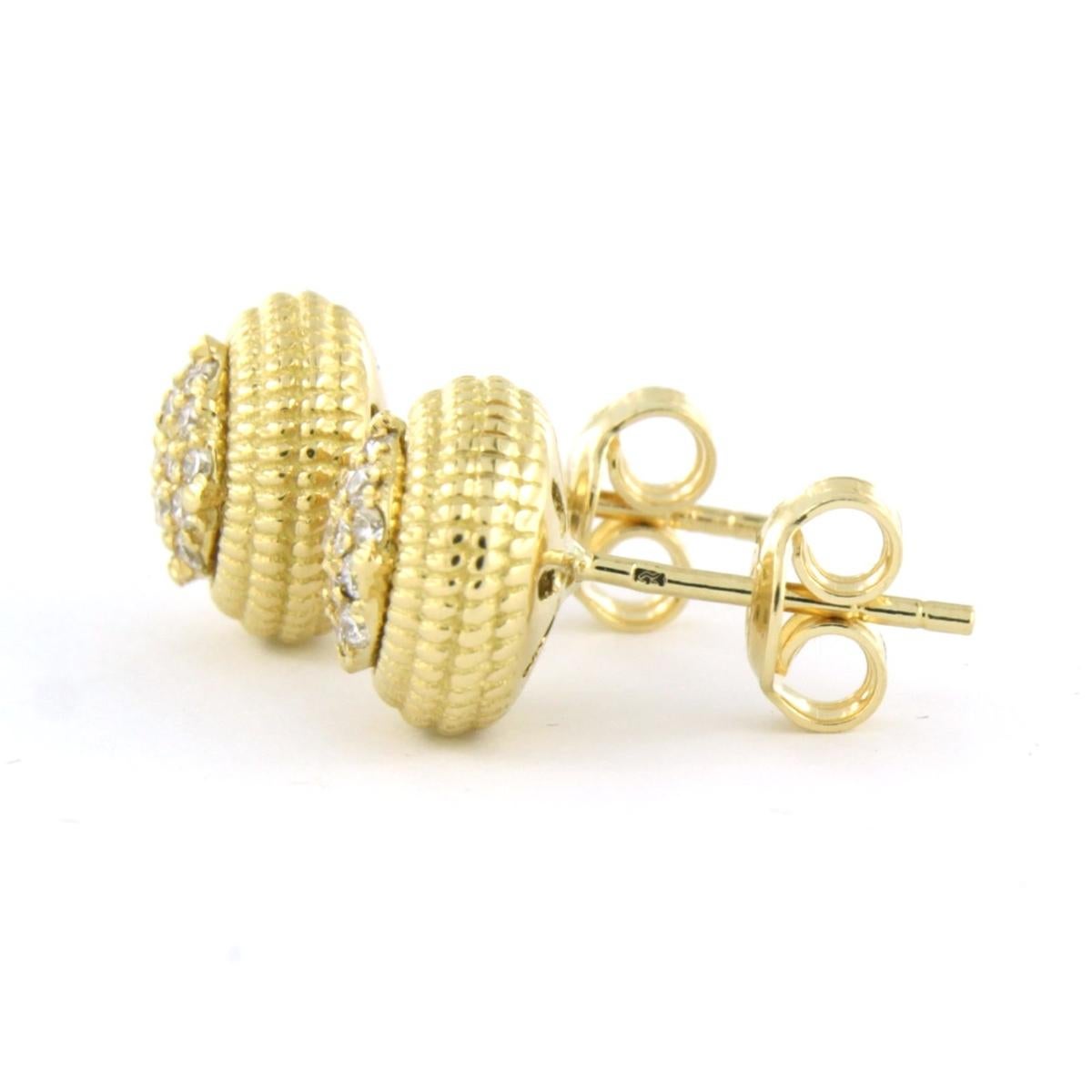 Boucles d'oreilles avec diamants taille brillant jusqu'à 0,42ct Or jaune 18k 4,9 grammes Pour femmes en vente