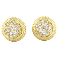 Boucles d'oreilles avec diamants taille brillant jusqu'à 0,42ct Or jaune 18k 4,9 grammes