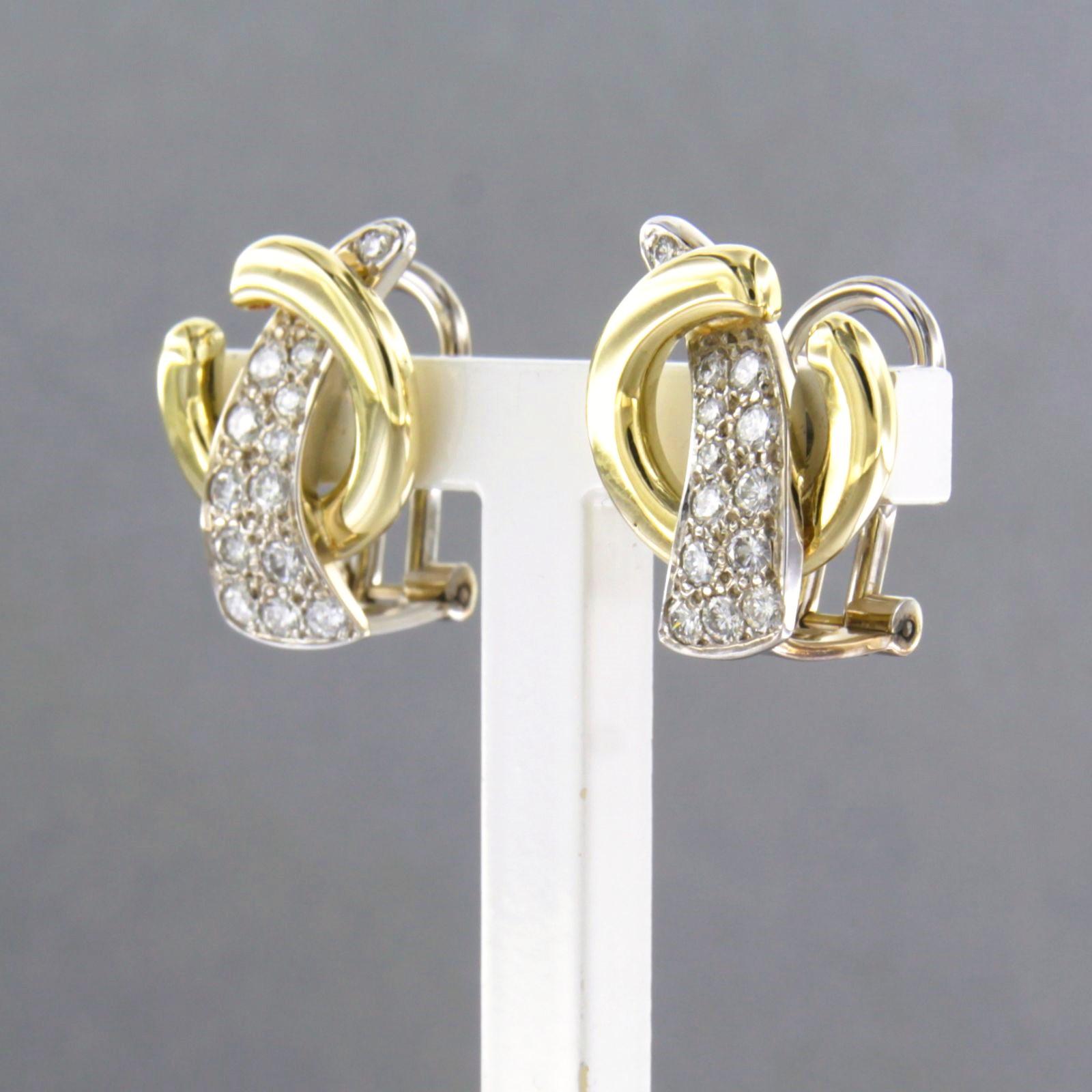 Boucles d'oreilles avec diamants taille brillant jusqu'à 0,60ct Or 14k 6,4 grammes Excellent état - En vente à The Hague, ZH