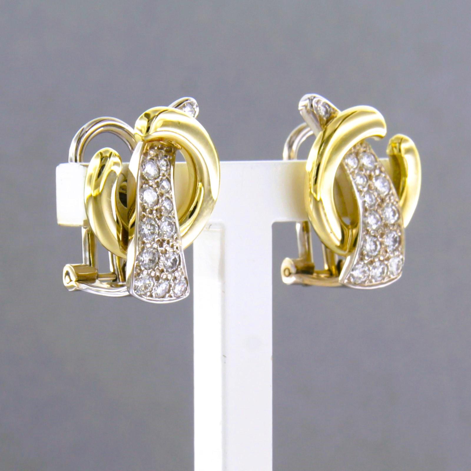 Boucles d'oreilles avec diamants taille brillant jusqu'à 0,60ct Or 14k 6,4 grammes Pour femmes en vente