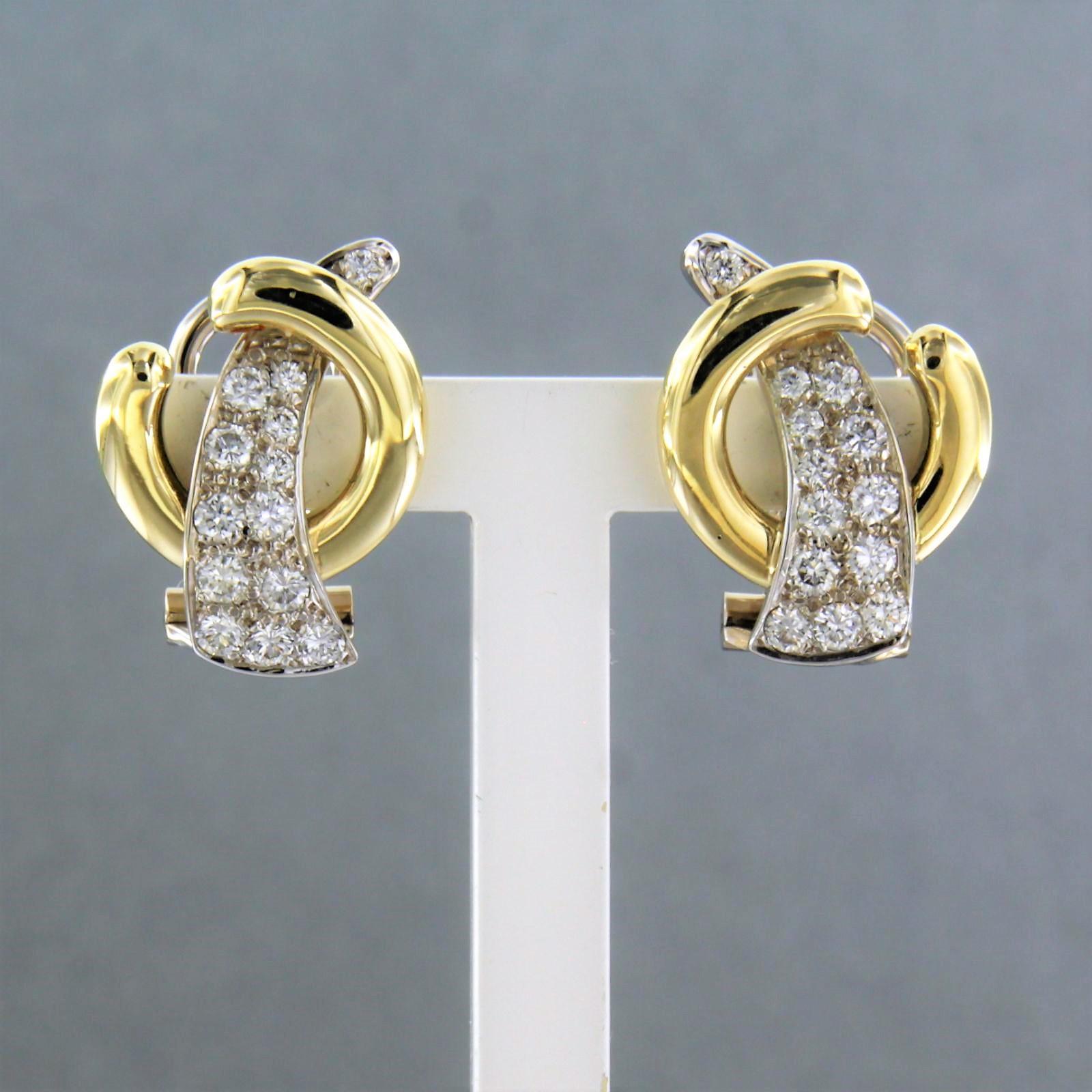 Boucles d'oreilles avec diamants taille brillant jusqu'à 0,60ct Or 14k 6,4 grammes en vente 1