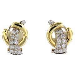 Earrings with brilliant cut diamonds up to 0.60ct 14k gold 6.4 grams