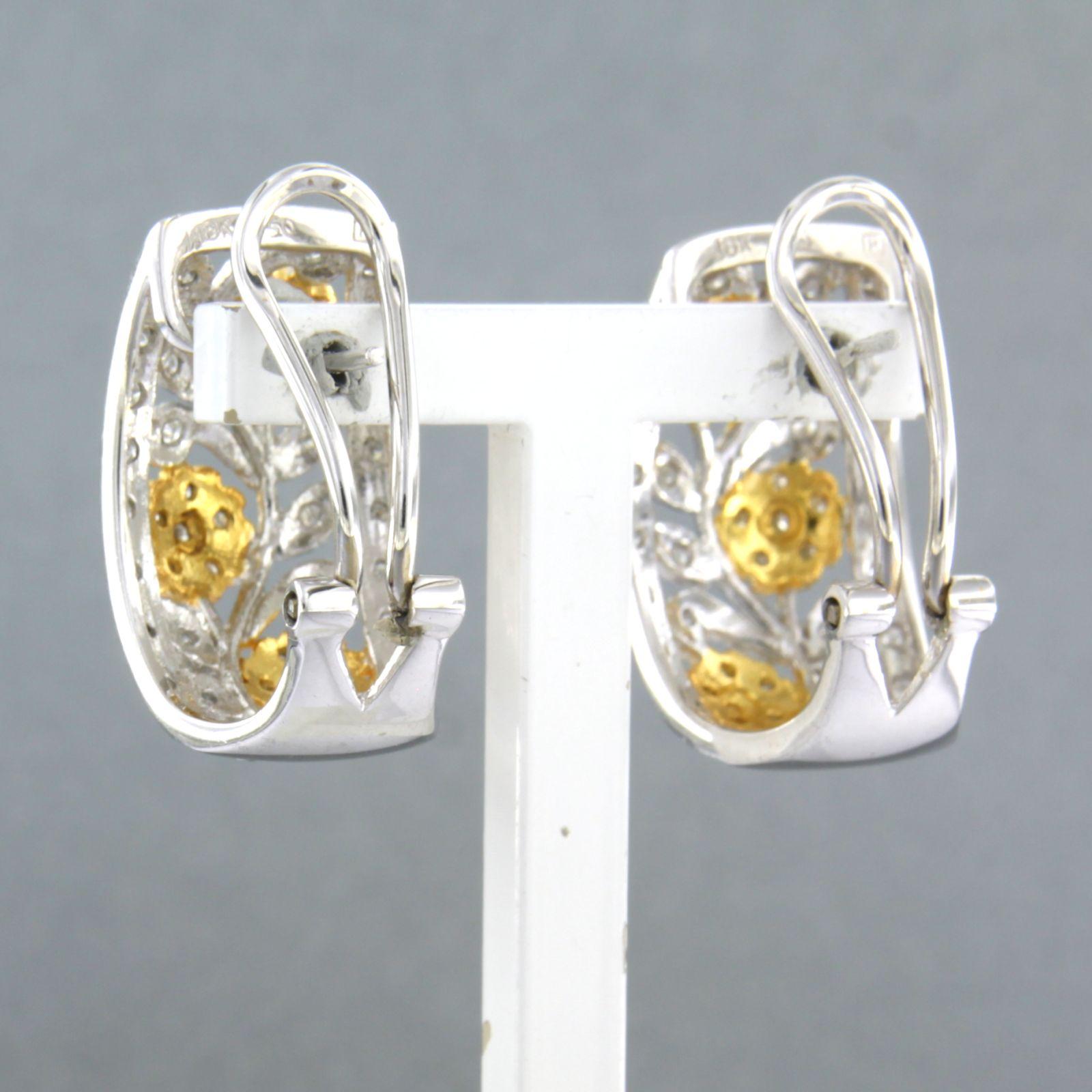 Taille brillant Boucles d'oreilles avec diamants taille brillant jusqu'à 0,60ct Or 18k 10,8 grammes en vente