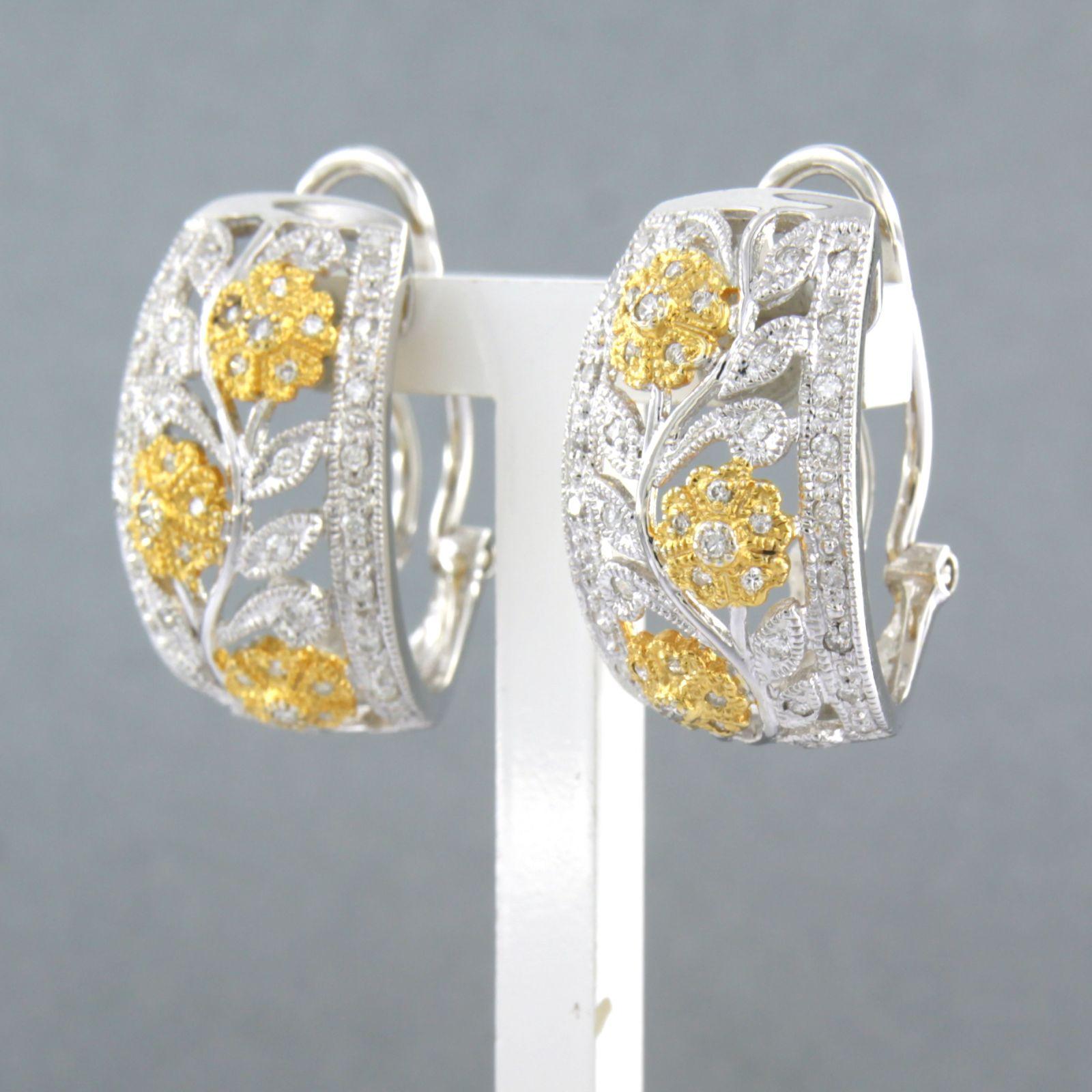Boucles d'oreilles avec diamants taille brillant jusqu'à 0,60ct Or 18k 10,8 grammes Excellent état - En vente à The Hague, ZH
