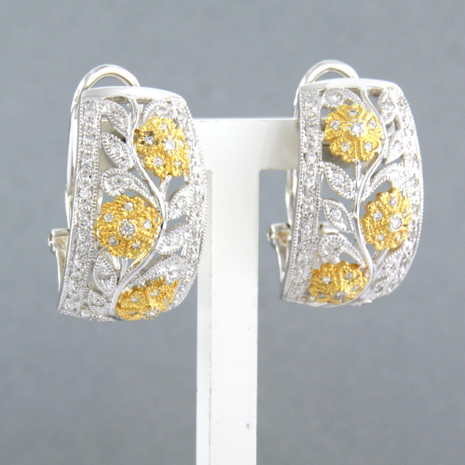 Boucles d'oreilles avec diamants taille brillant jusqu'à 0,60ct Or 18k 10,8 grammes Pour femmes en vente