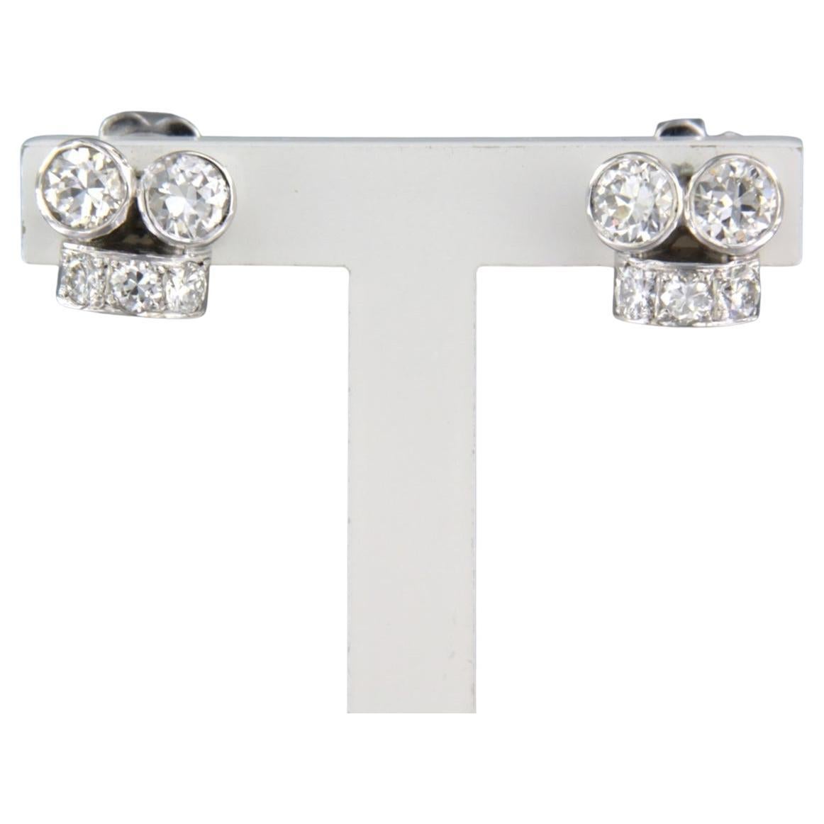 Boucles d'oreilles avec diamants taille brillant jusqu'à 0,60ct Or blanc 18k 3,8 grammes