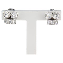 Boucles d'oreilles avec diamants taille brillant jusqu'à 0,60ct Or blanc 18k 3,8 grammes