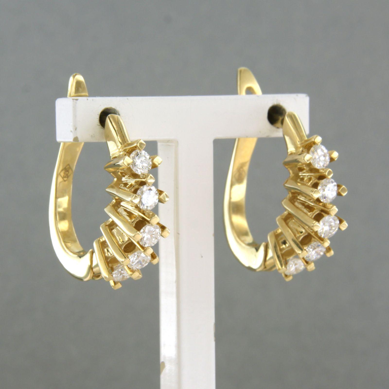 Taille brillant Boucles d'oreilles avec diamants taille brillant jusqu'à 0,80ct Or 14k 6,8 grammes en vente