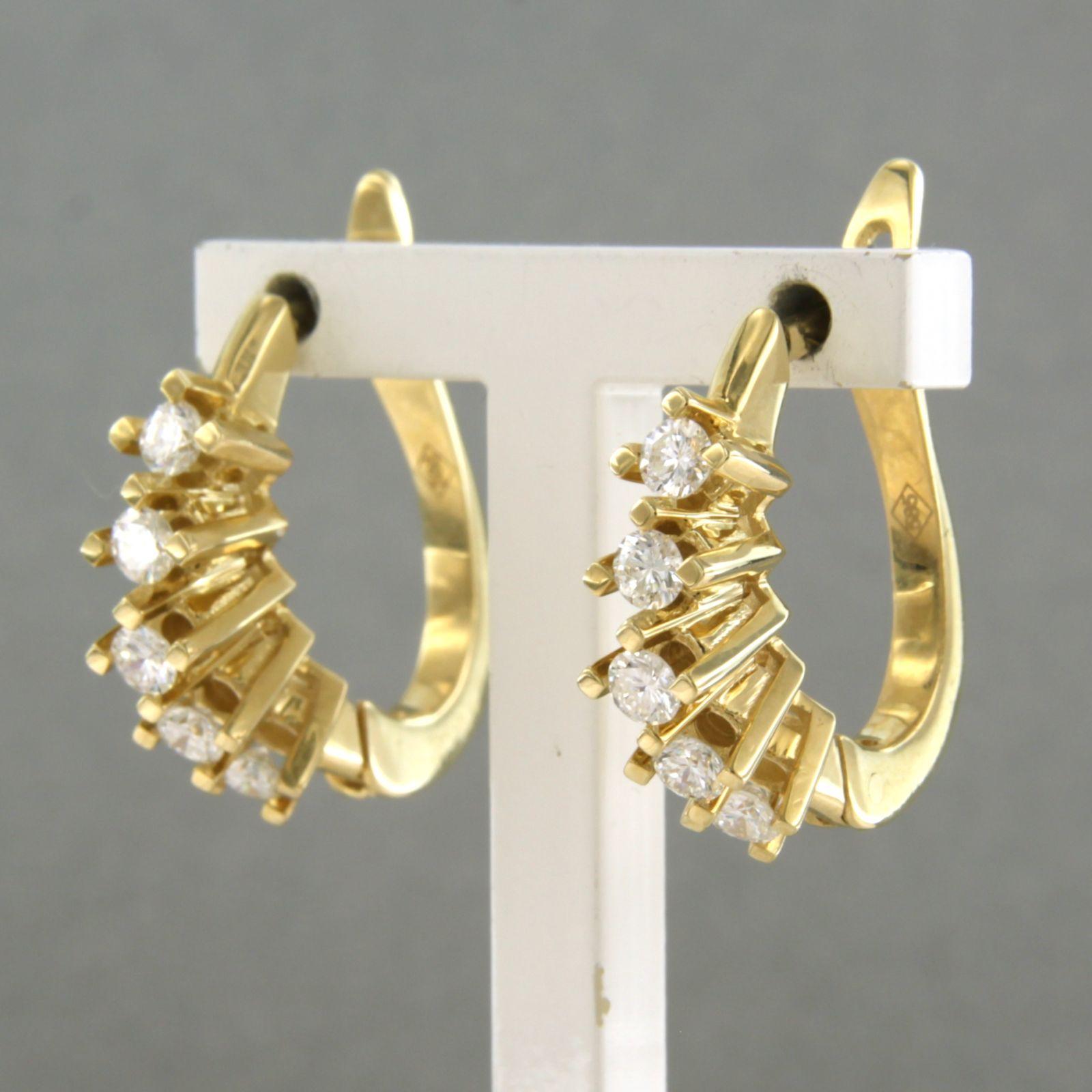 Boucles d'oreilles avec diamants taille brillant jusqu'à 0,80ct Or 14k 6,8 grammes Neuf - En vente à The Hague, ZH