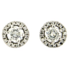 Boucles d'oreilles avec diamants taille brillant jusqu'à 0,84 ct Or blanc 18k