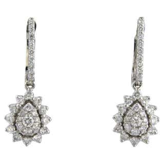 Earrings set with sapphire and brilliant cut diamonds up to 0.22ct 18k ...