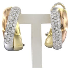 Earrings with brilliant cut diamonds up to 1.00ct 18k gold 14.2 grams