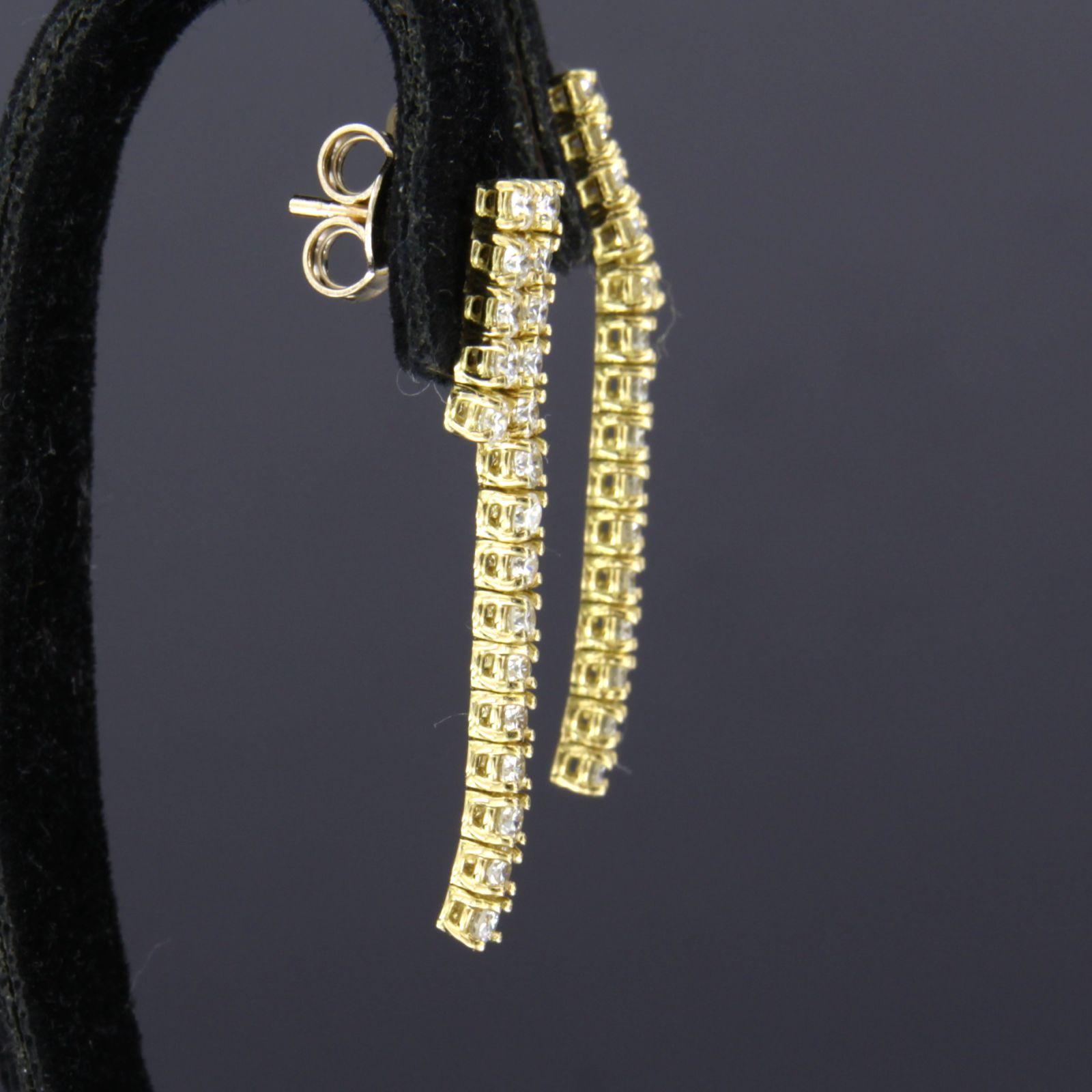 Women's Earrings with brilliant cut diamonds up to 1.00ct - 3.8 grams - 18k yellow gold For Sale