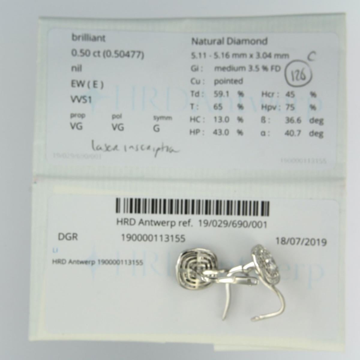 Moderne Boucles d'oreilles avec diamants taille brillant jusqu'à 1,29ct or 14k 4,4 grammes en vente