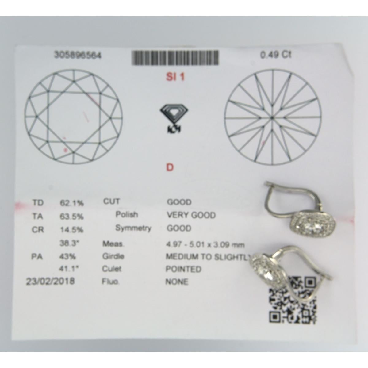 Taille brillant Boucles d'oreilles avec diamants taille brillant jusqu'à 1,29ct or 14k 4,4 grammes en vente