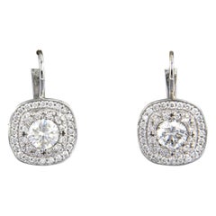 Boucles d'oreilles avec diamants taille brillant jusqu'à 1,29ct or 14k 4,4 grammes