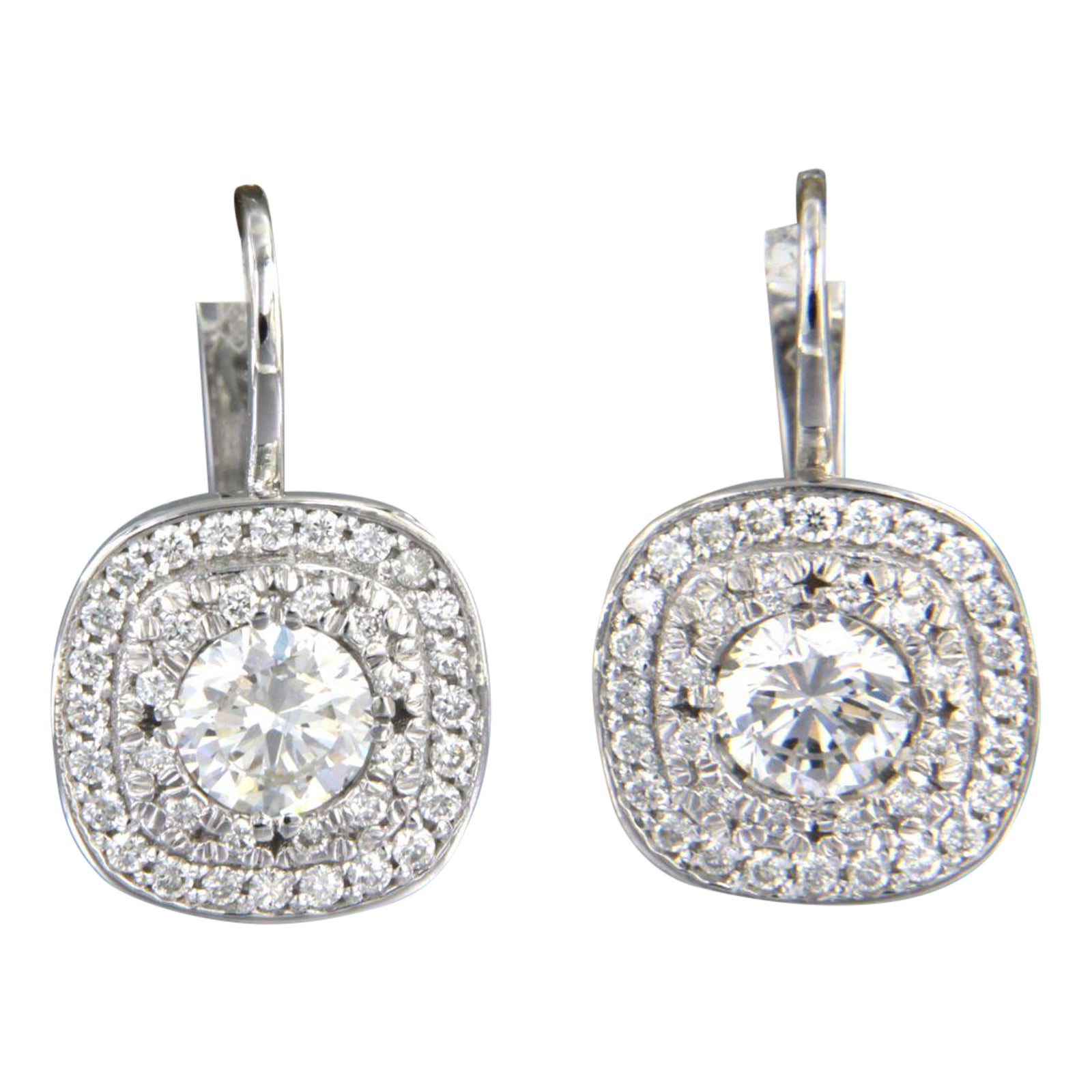 Earrings with brilliant cut diamonds up to 1.29ct 14k gold 4.4 grams