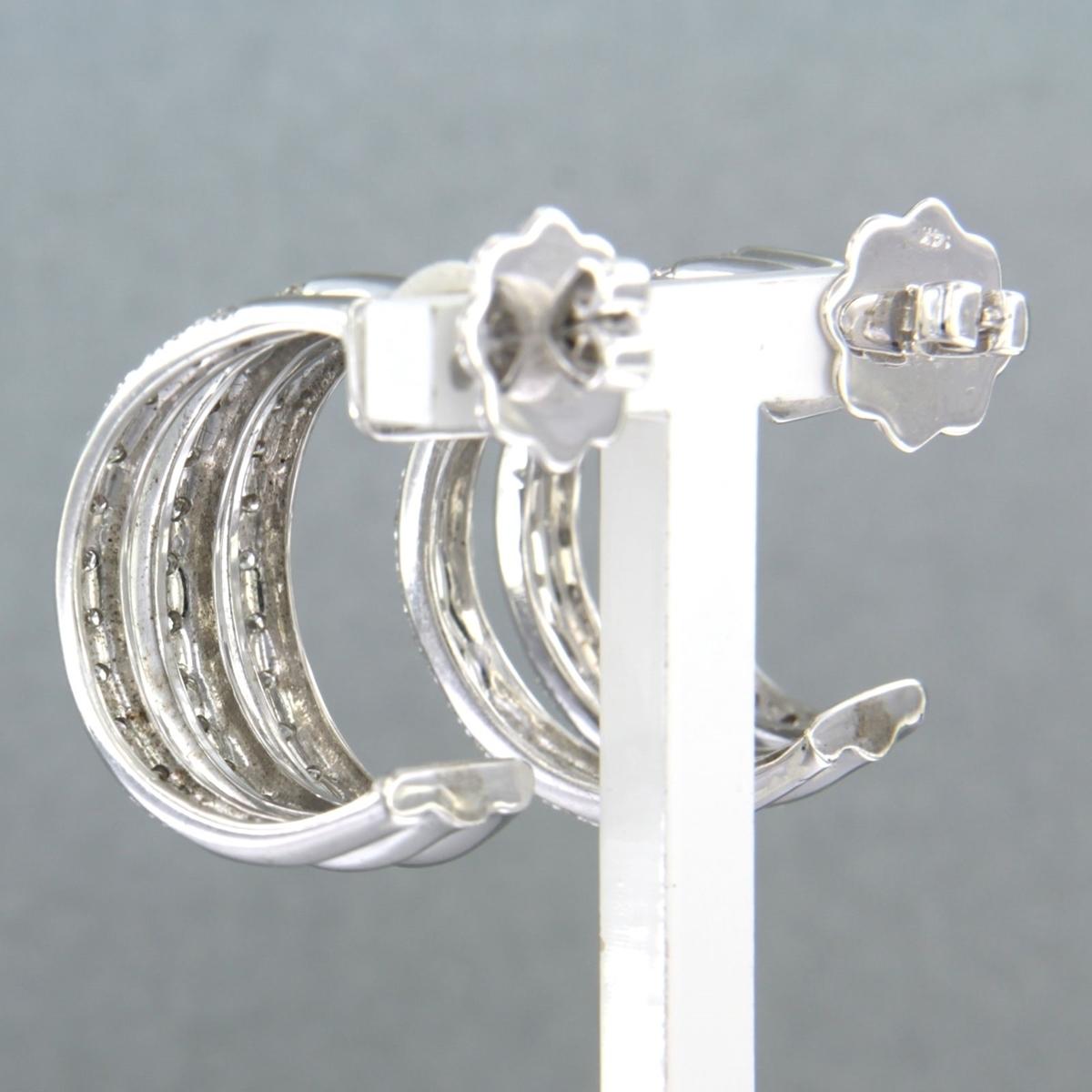Modern Earrings with brilliant cut diamonds up to 1.60ct 14k white gold 14.1 grams For Sale