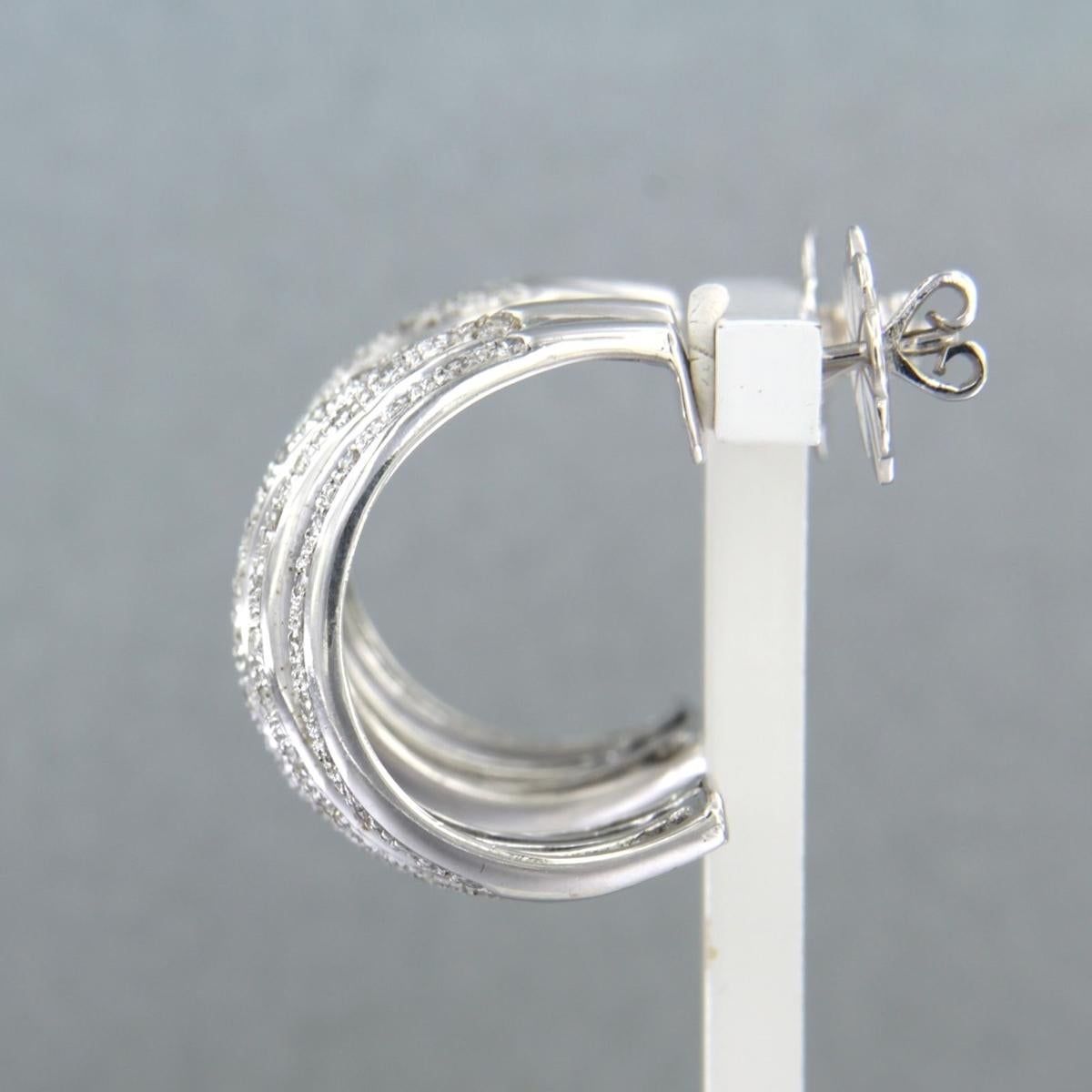 Brilliant Cut Earrings with brilliant cut diamonds up to 1.60ct 14k white gold 14.1 grams For Sale