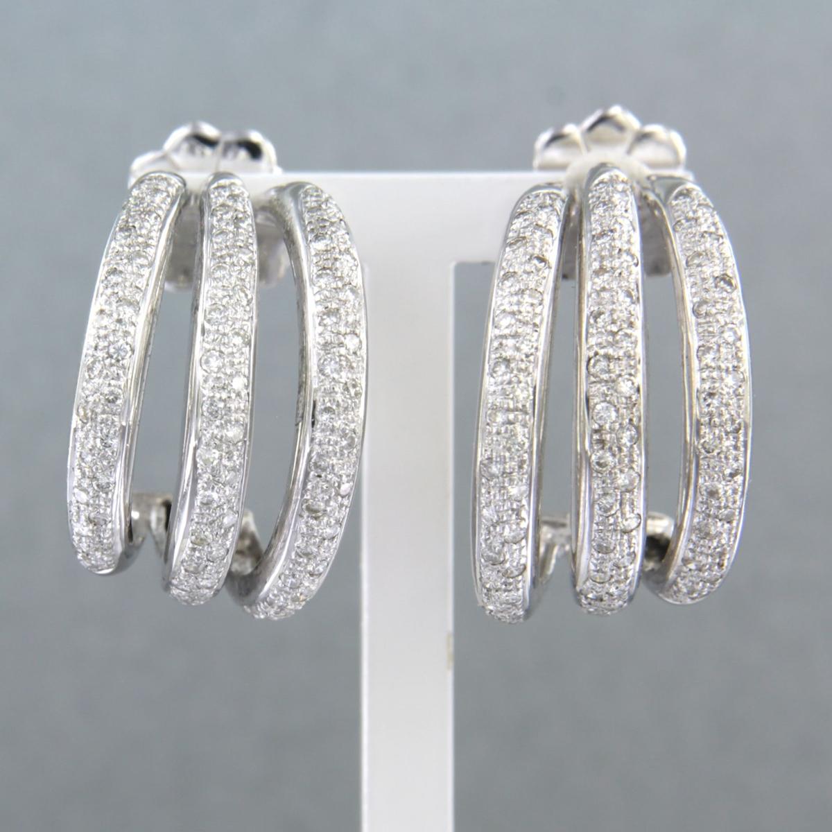 Earrings with brilliant cut diamonds up to 1.60ct 14k white gold 14.1 grams For Sale 1