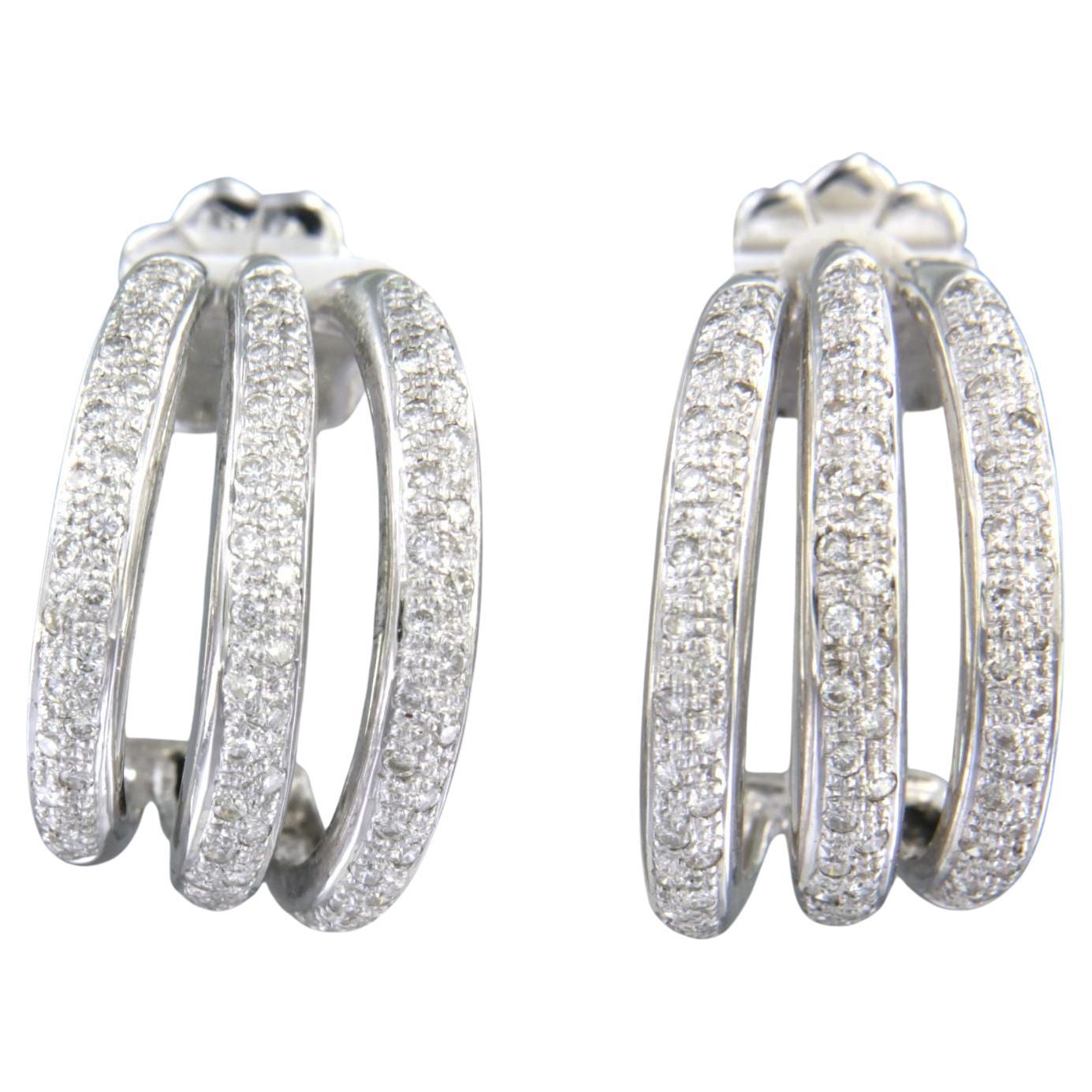 Earrings with brilliant cut diamonds up to 1.60ct 14k white gold 14.1 grams