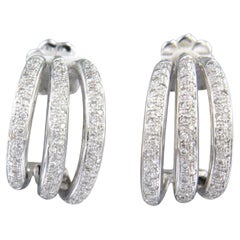 Boucles d'oreilles avec diamants taille brillant jusqu'à 1,60ct Or blanc 14k 14,1 grammes