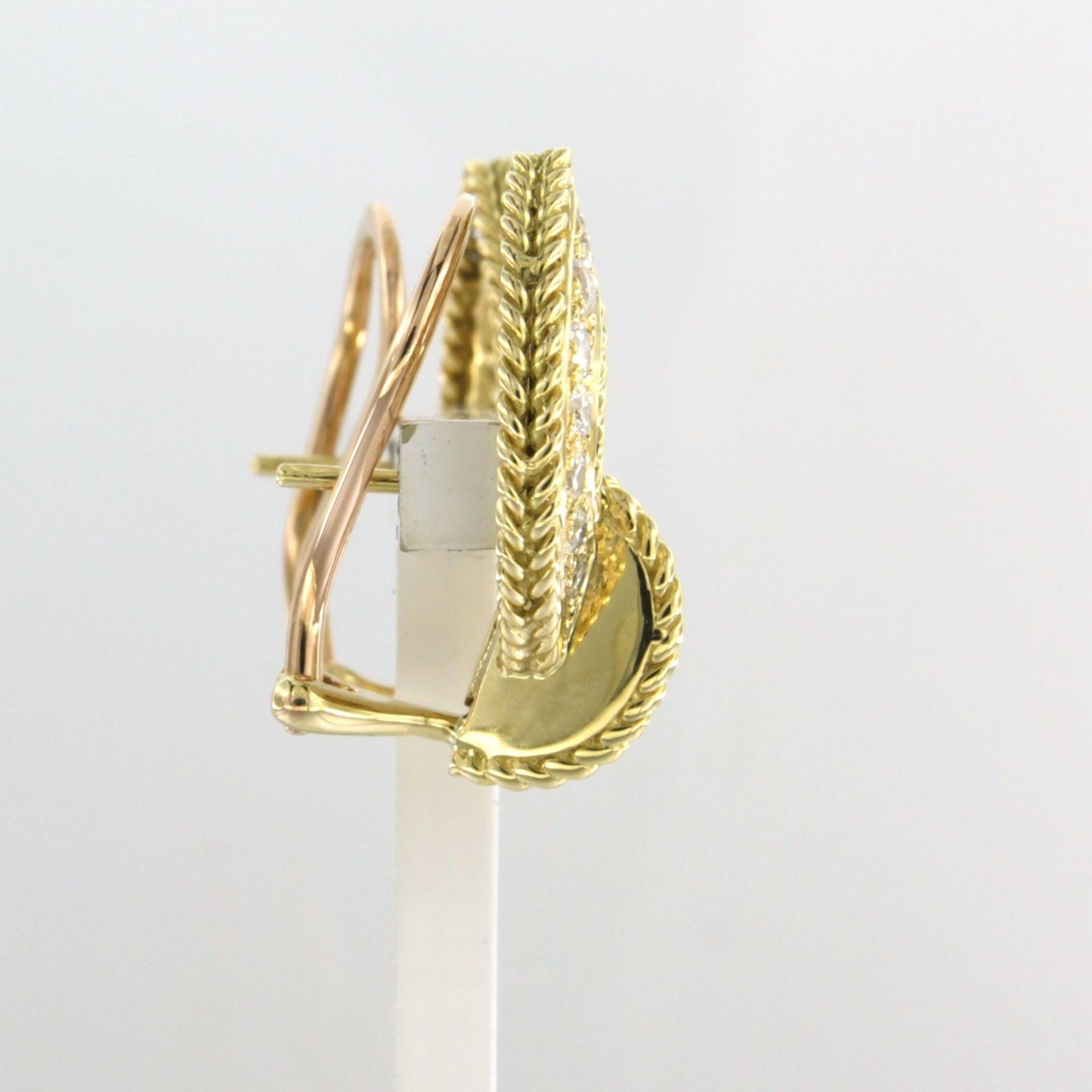 Earrings with brilliant cut diamonds up to 2.00ct. - 12.0 grams -18k yellow gold For Sale 1