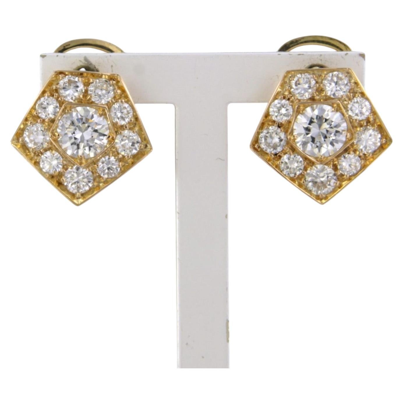 Earrings with brilliant cut diamonds up to 2.00ct 18k gold 4.8 grams