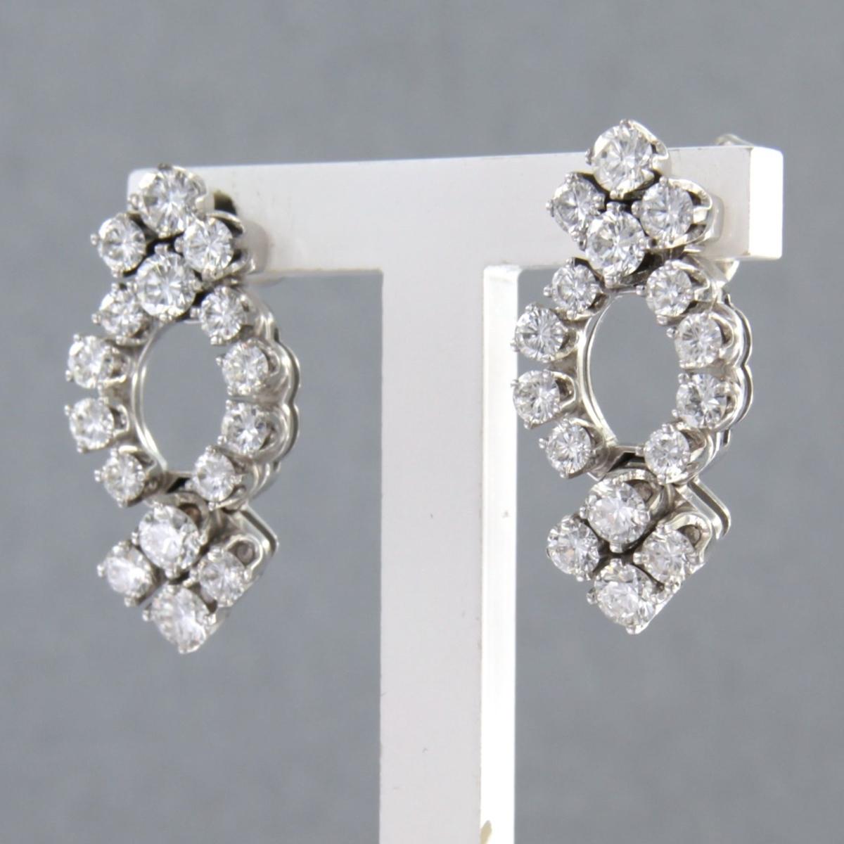 Brilliant Cut Earrings with brilliant cut diamonds up to 2.00ct 7.2 grams 18k white gold For Sale