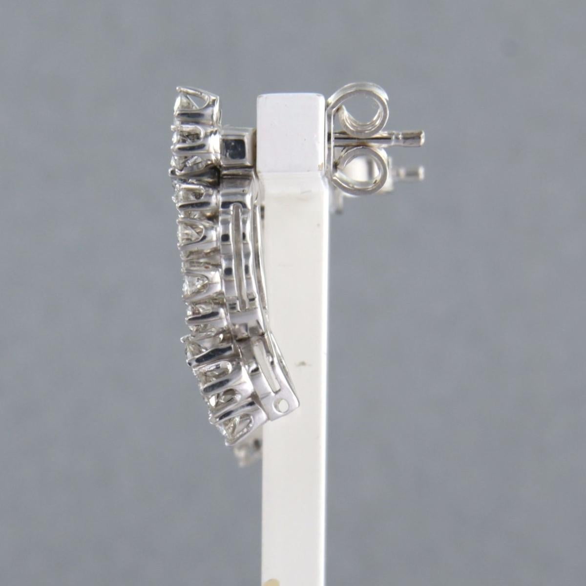 Women's Earrings with brilliant cut diamonds up to 2.00ct 7.2 grams 18k white gold For Sale