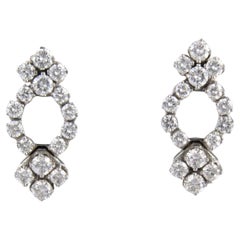 Earrings with brilliant cut diamonds up to 2.00ct 7.2 grams 18k white gold
