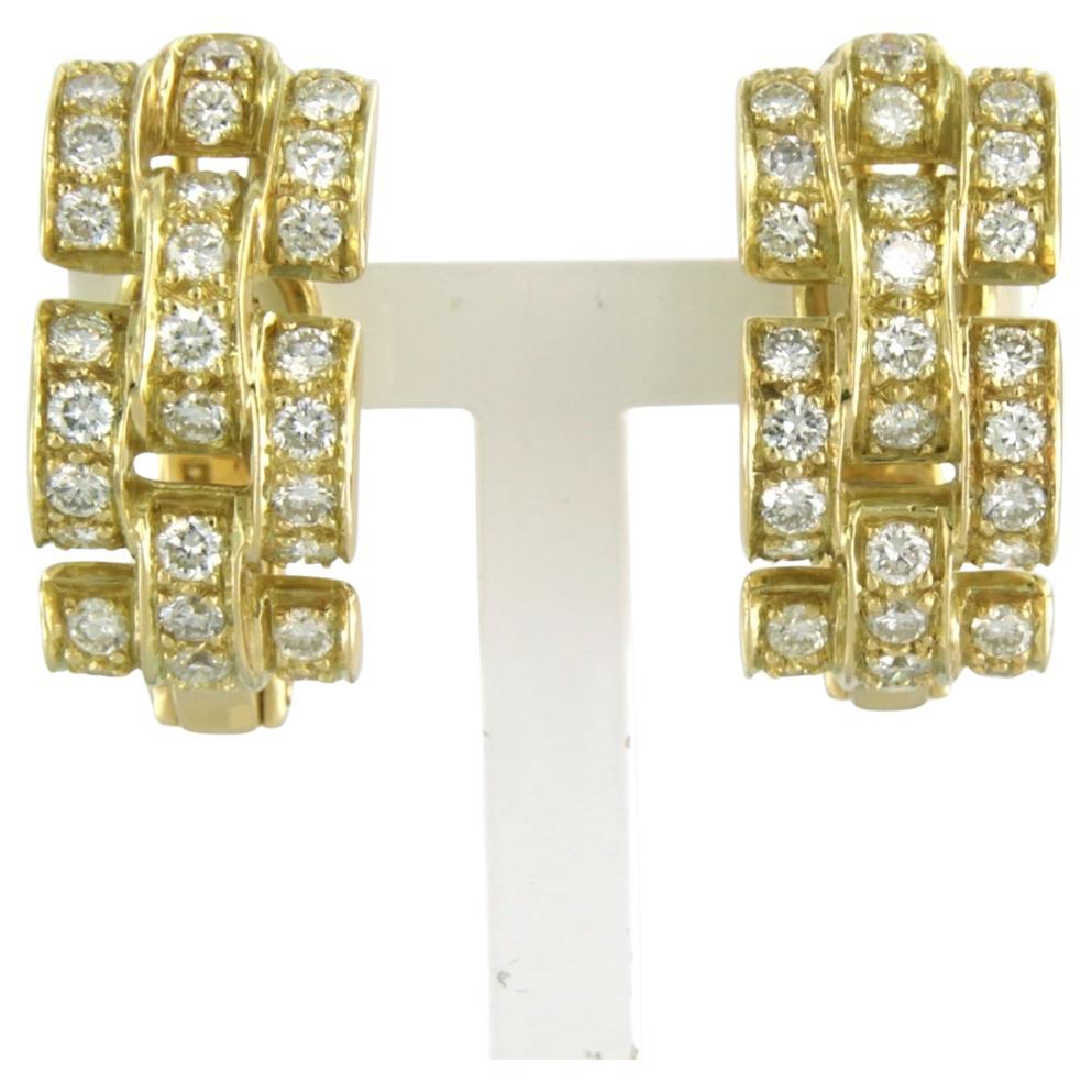 Earrings with brilliant cut diamonds up to 2.50ct - 13.5 grams - 18k yellow gold