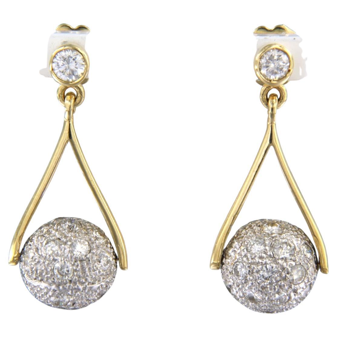 Earrings with brilliant cut diamonds up to 2.50ct 18k gold 9.0 grams