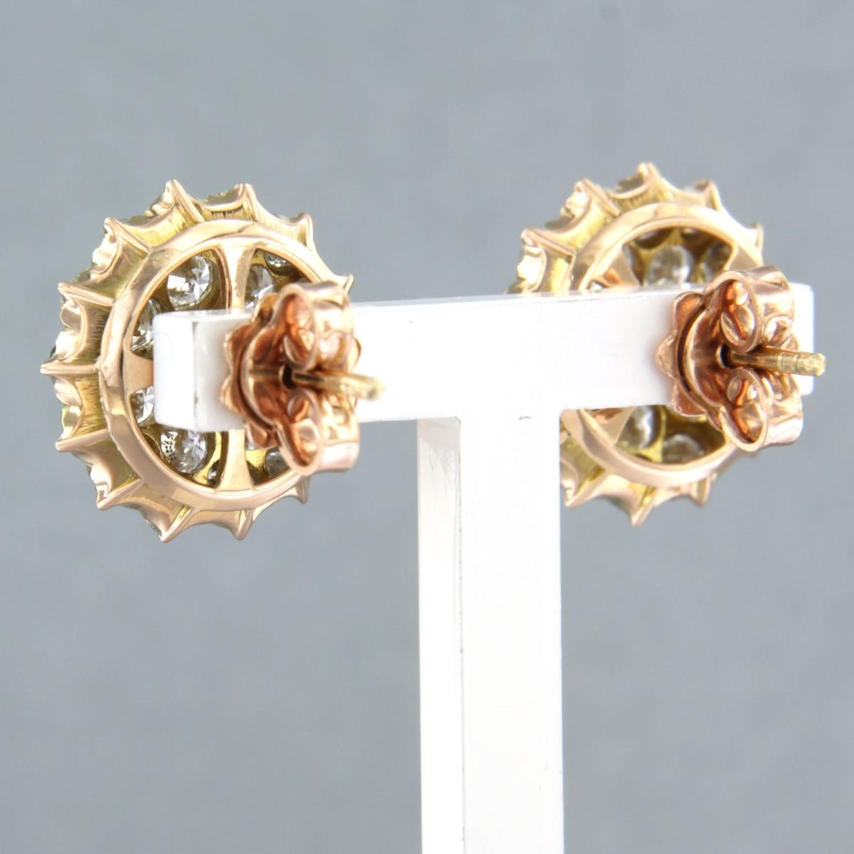 Moderne Boucles d'oreilles avec diamants taille brillant jusqu'à 3,50 ct Or rouge 14k en vente