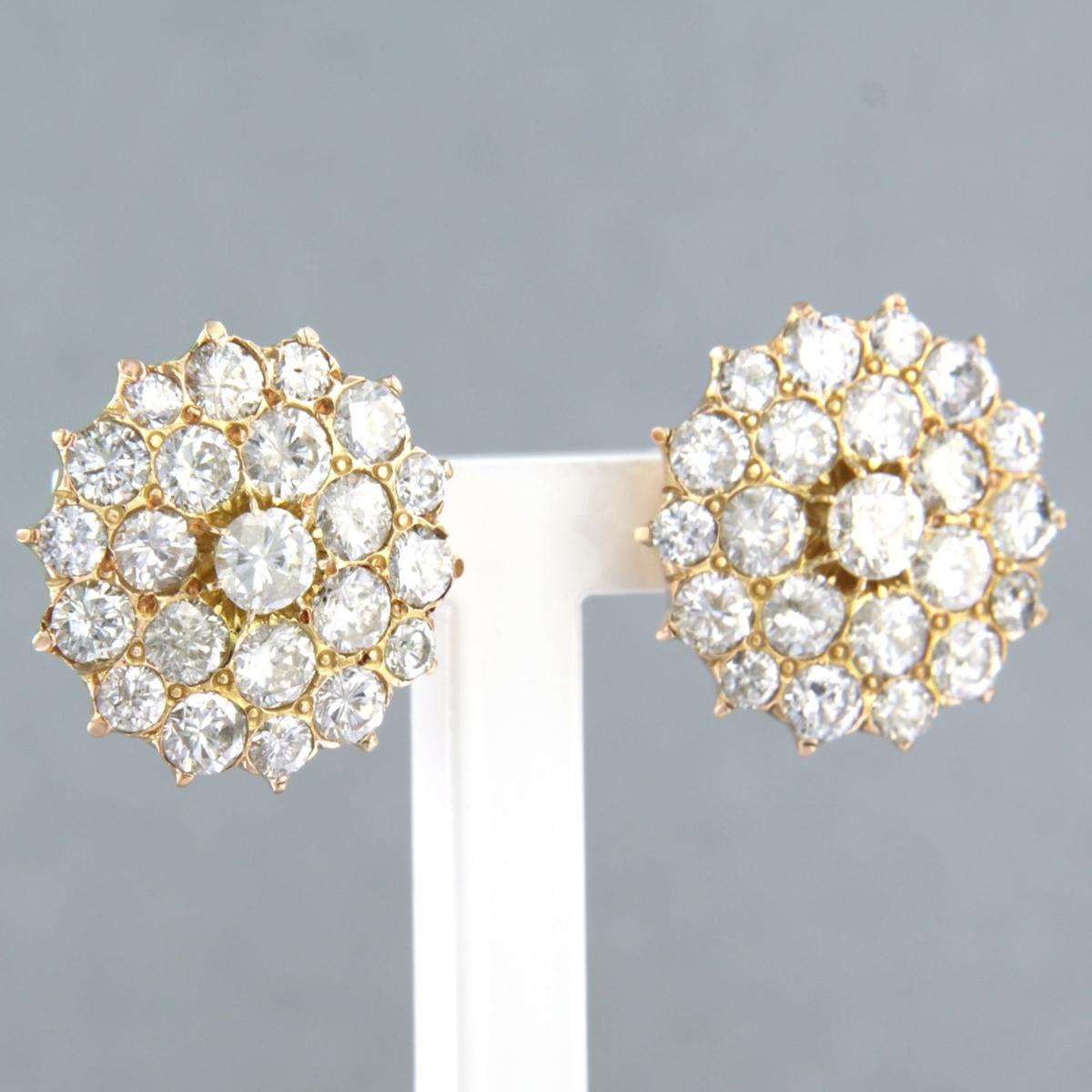 Boucles d'oreilles avec diamants taille brillant jusqu'à 3,50 ct Or rouge 14k Excellent état - En vente à The Hague, ZH