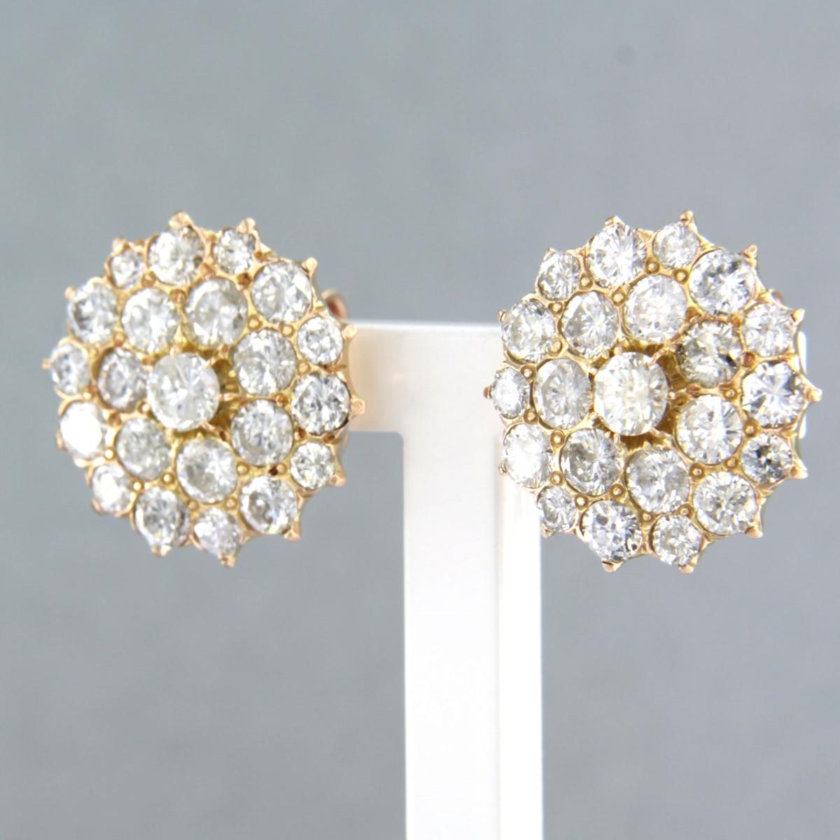Boucles d'oreilles avec diamants taille brillant jusqu'à 3,50 ct Or rouge 14k Pour femmes en vente