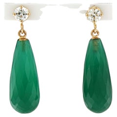 Ohrringe mit Chalzedon und Diamanten im Brillantschliff bis zu 0,42ct 18k Gold 5,2 gr