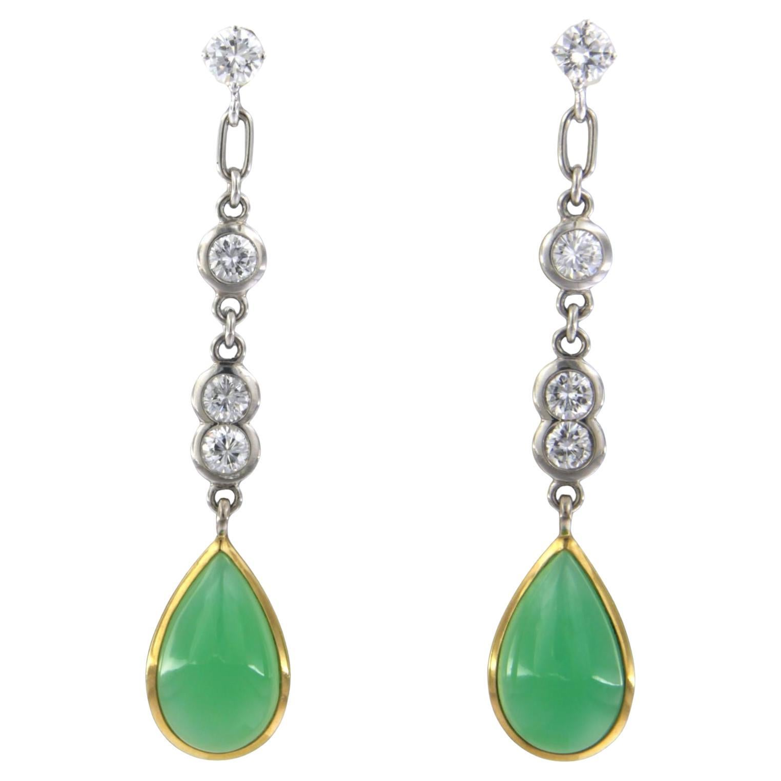 Pendientes con crisofrasa y diamantes talla brillante hasta 1,32ct Oro de 18k