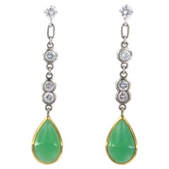 Ohrringe mit Chrysopras und Diamanten im Brillantschliff bis zu 1,32 Karat 18k Gold