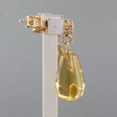 Earrings with citrine and brilliant cut diamond sup to 0.26ct 18k gold 4.1 grams