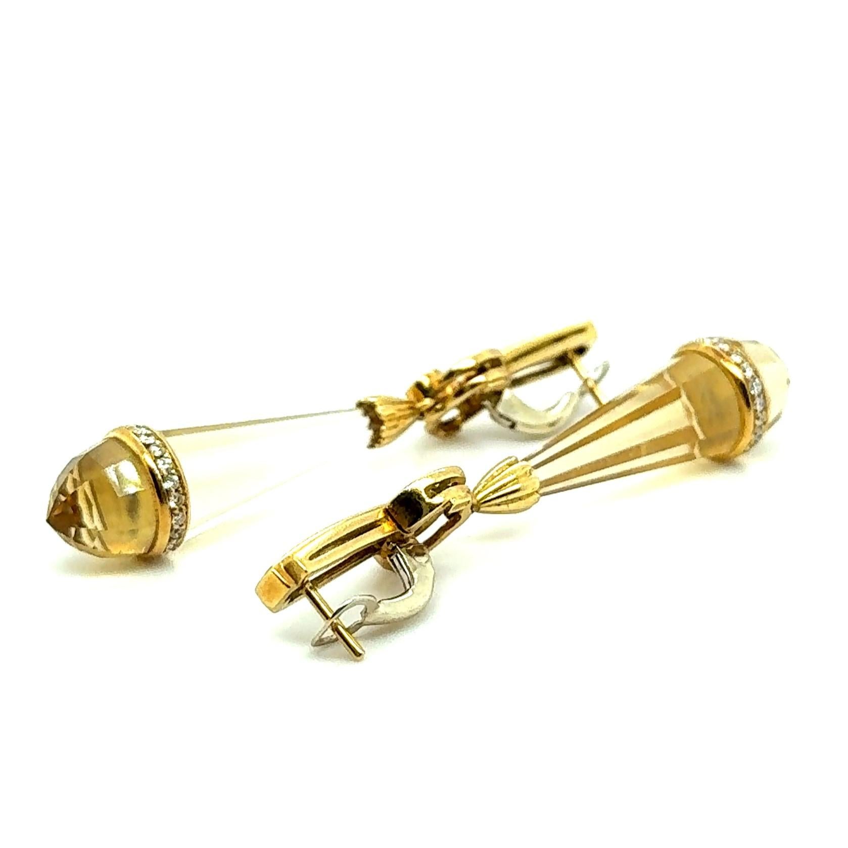Earrings with Citrines & Diamonds in 18 Karat Yellow Gold by Gübelin For Sale 1