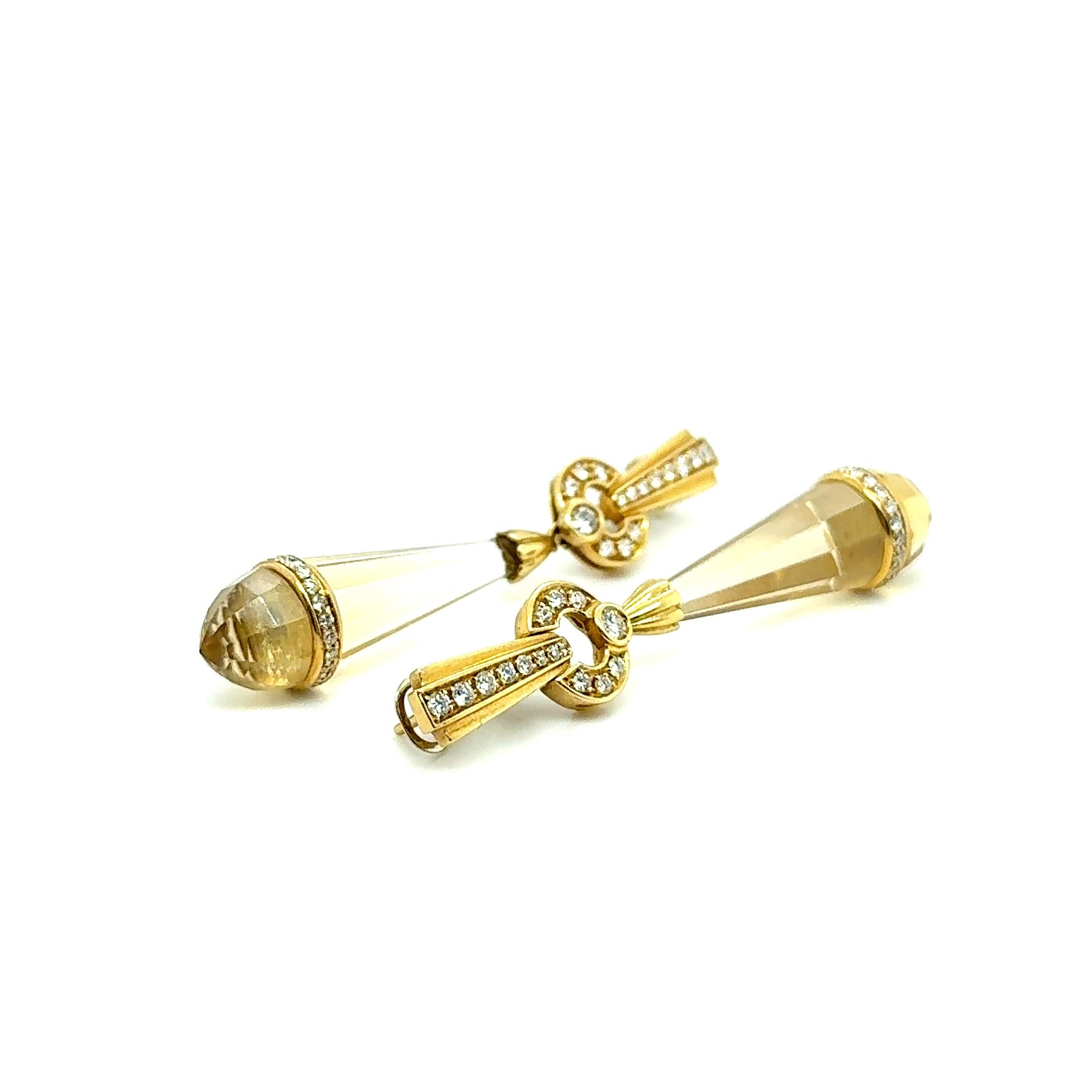 Earrings with Citrines & Diamonds in 18 Karat Yellow Gold by Gübelin For Sale 2