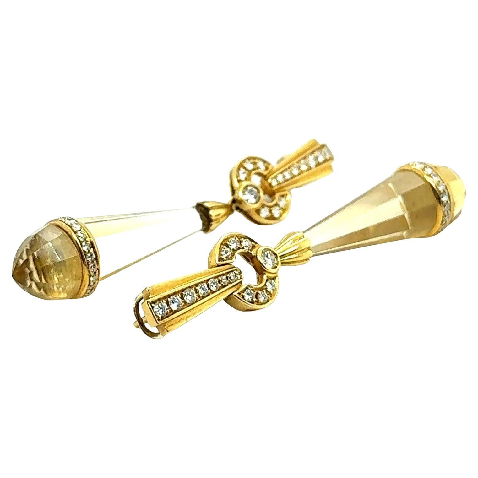 Earrings with Citrines & Diamonds in 18 Karat Yellow Gold by Gübelin