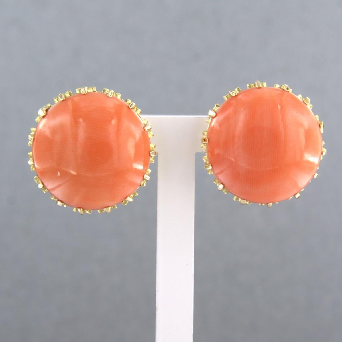 Earrings with coral 10.9 grams 14k yellow gold For Sale 1