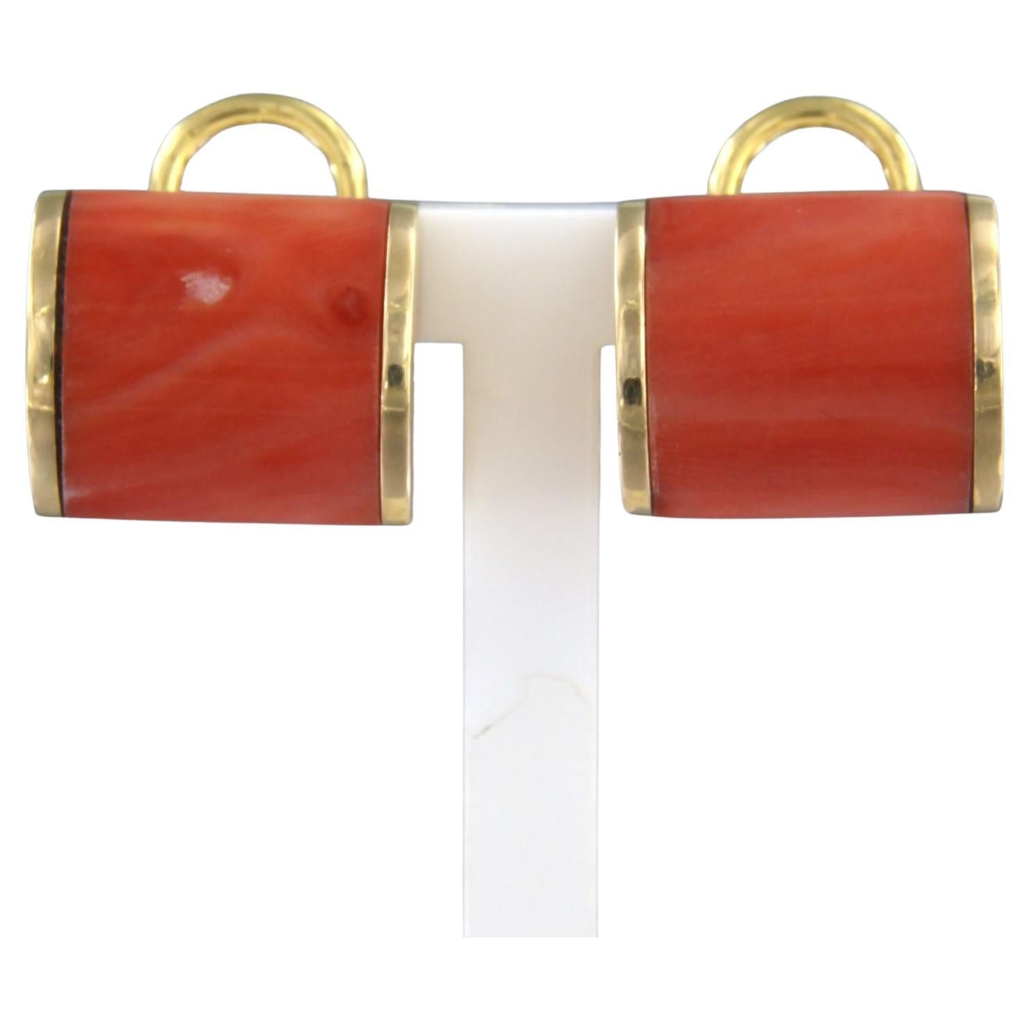 Ohrringe mit Korallenkristall-Rurum - 13,1 Gramm - 18k Gelbgold