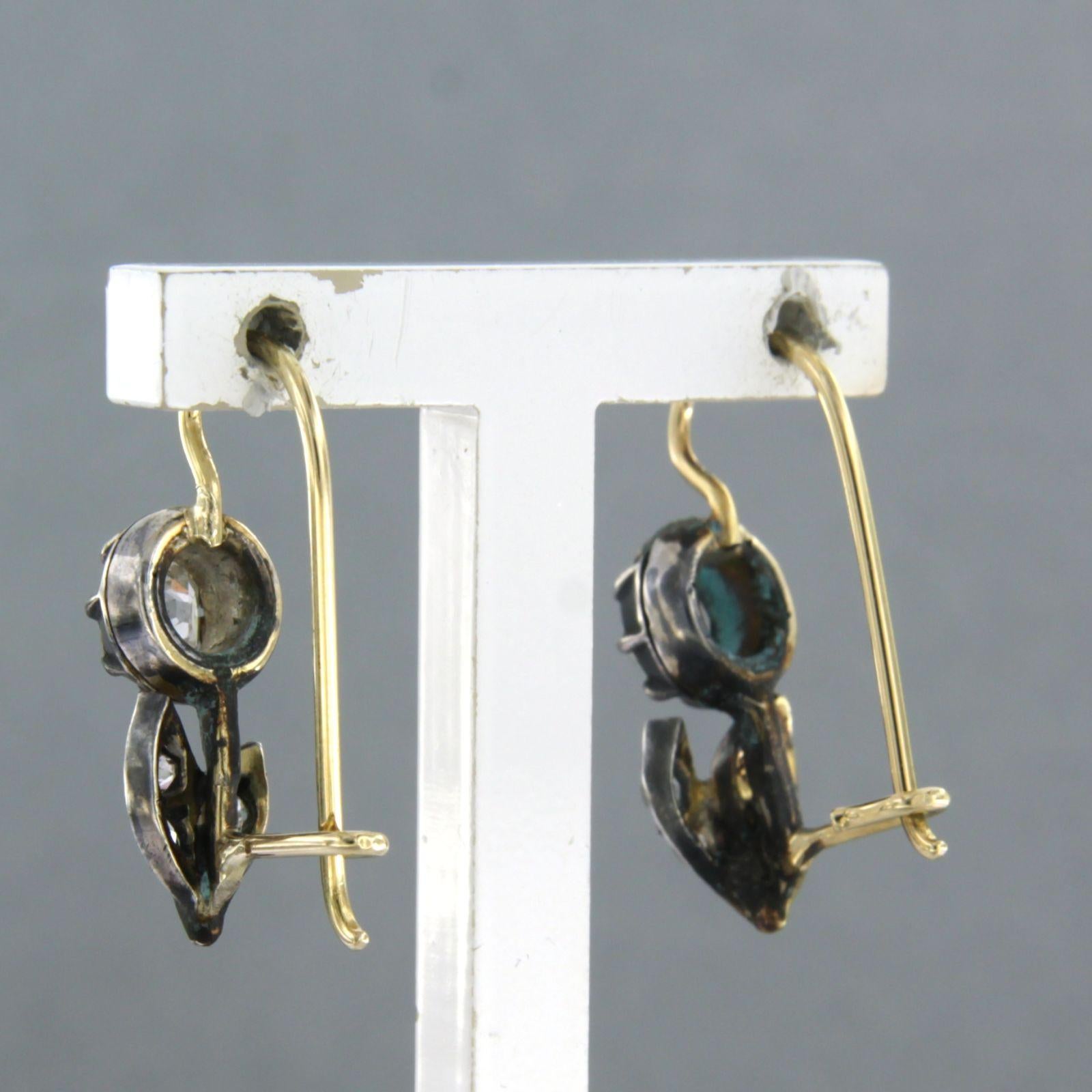 Women's Earrings with Diamond 14k gold with silver