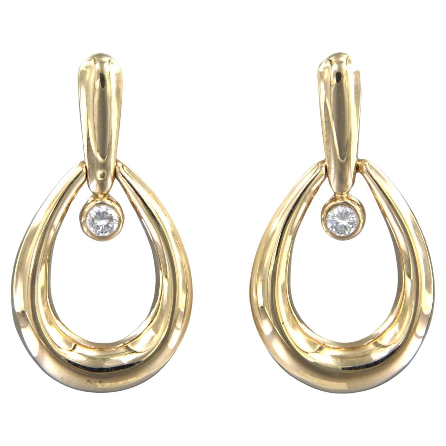 Earrings set with diamonds 14k yellow gold For Sale at 1stDibs