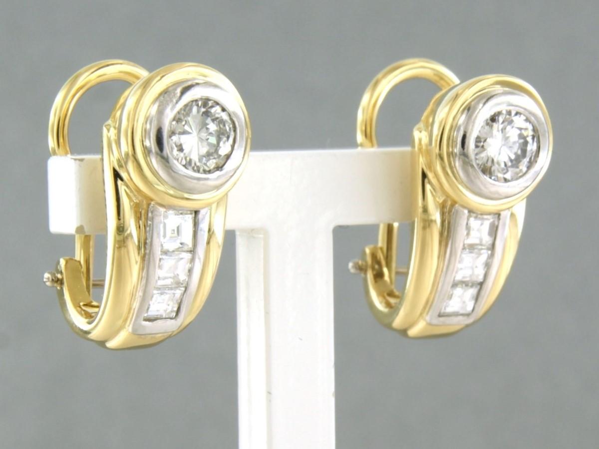 Modern Earrings with diamonds 18k bicolour gold For Sale
